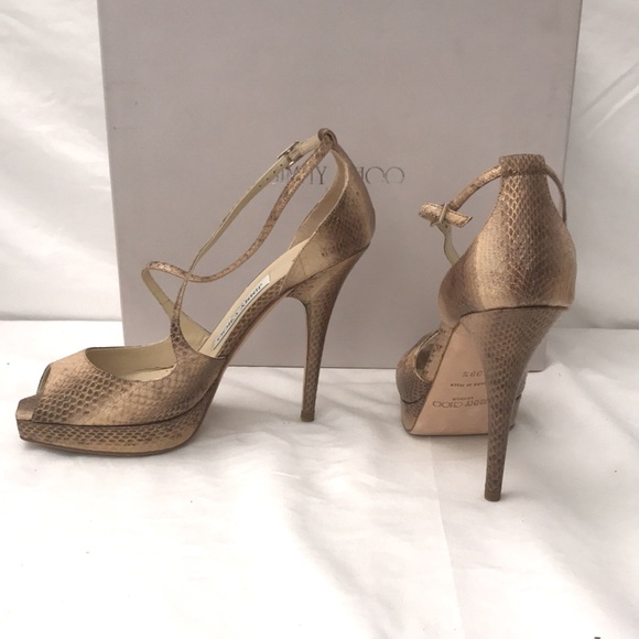 Jimmy Choo: 38 1/2 EU Snake/Gold - Picture 4 of 11